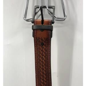 Double S Belt Collection SS Woven Brown Leather Belt 50/125 Big Tall